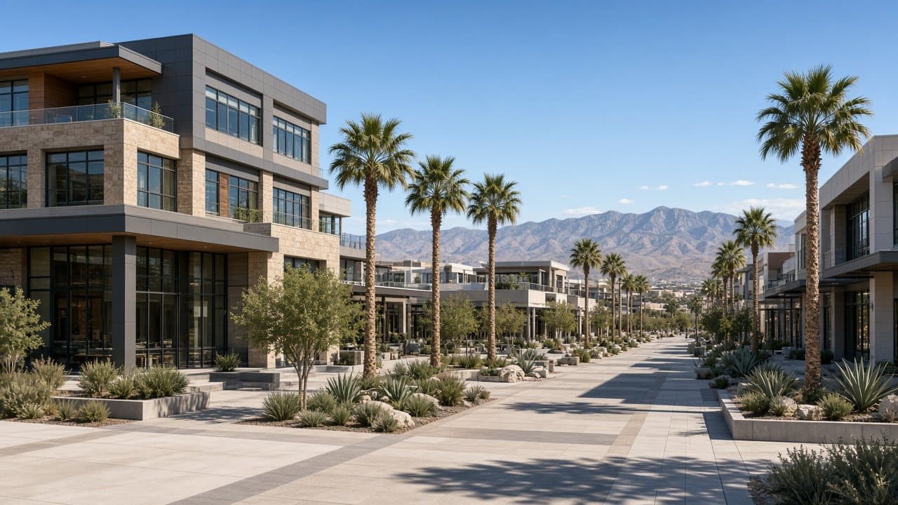 Downtown Summerlin Las Vegas mixed-use buildings near West Twain Avenue