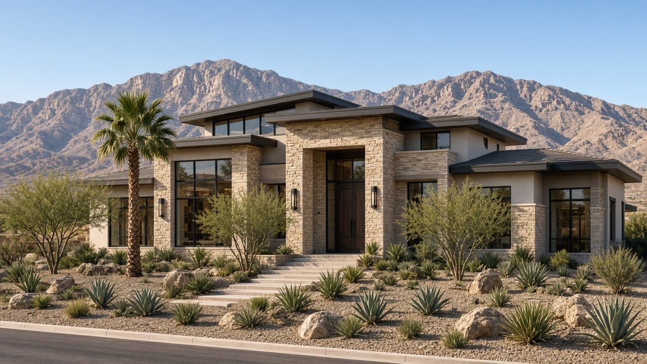 Modern luxury home exterior listed in Summerlin West Las Vegas