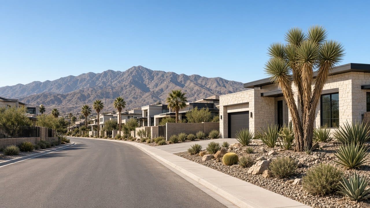 Quiet luxury neighborhood street in Summerlin West Las Vegas